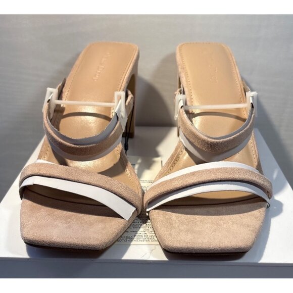 The Drop Sandals Womens 7.5 Beige Heeled White Beige Straps & Square Toe Design - Picture 2 of 13
